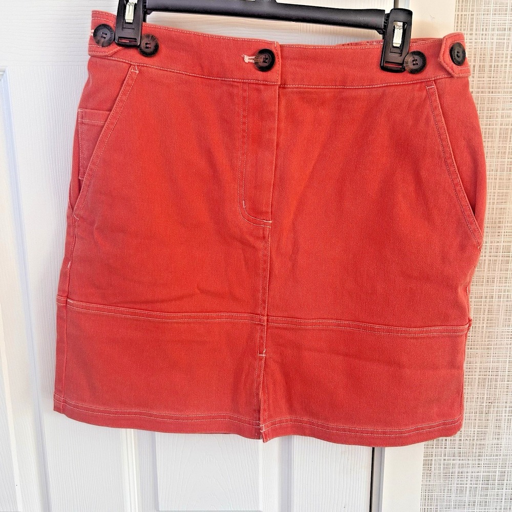 Wildfang Denim Work Skirt in Salmon Chili Size Xsmall New! Adjustable Waist BBB
